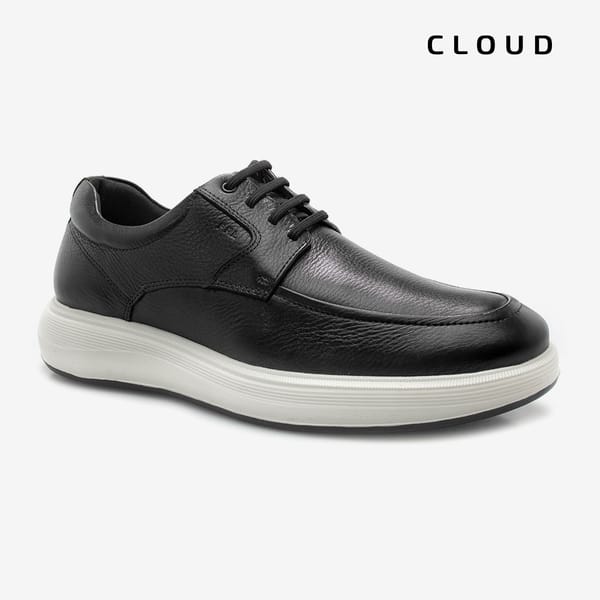 Sapato Casual em Couro Allure Cloud - Preto 